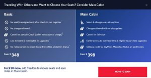 Basic vs Main Cabin